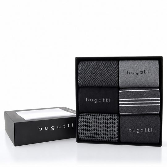 Bugatti pánské ponožky šedé 6pack/box 61156X-610