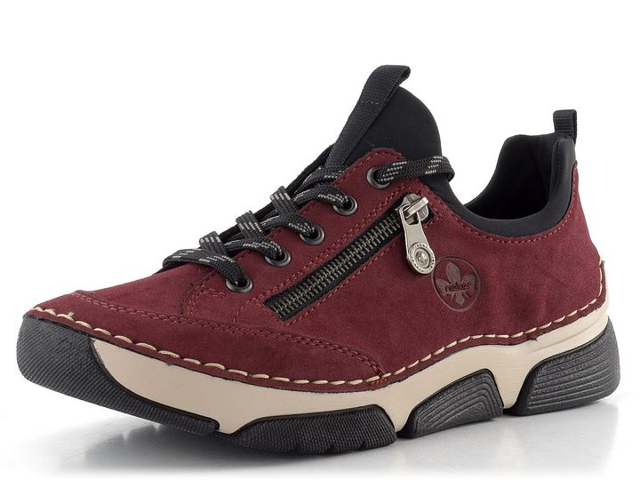 Rieker šněrovací polobotky s pružným lemem červené 45973-36