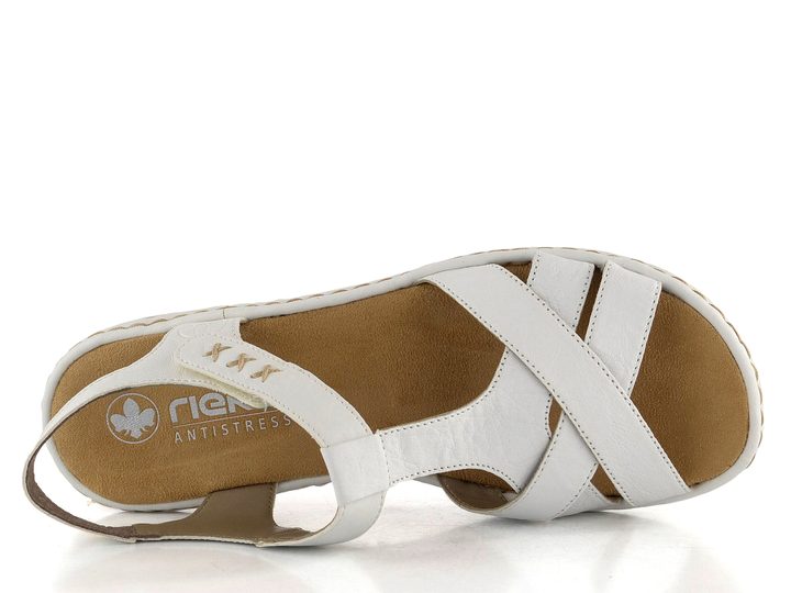 Rieker biele sandálky s priehlavkovým T pásikom 65919-80