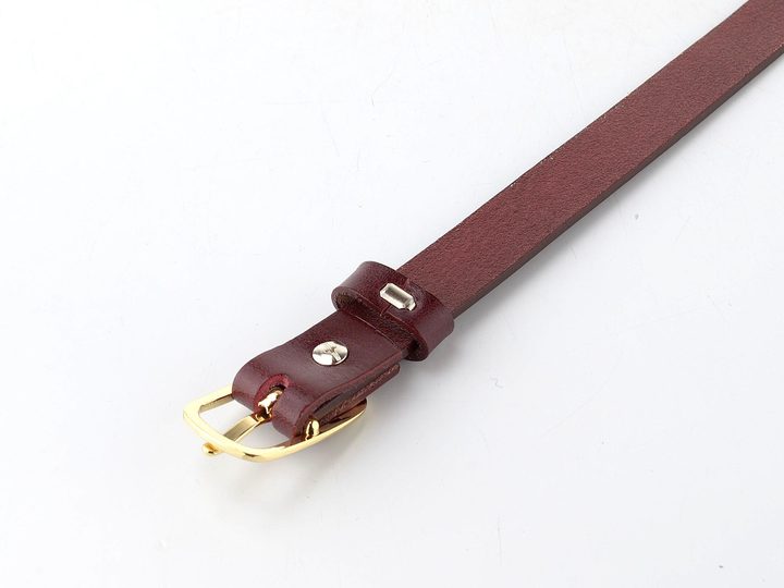 Dámský kožený opasek vínový se sponou ve zlaté barvě 203Z-95