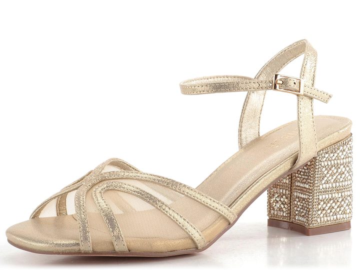 Menbur společenské sandály se zdobeným podpatkem Oro/Gold 25796