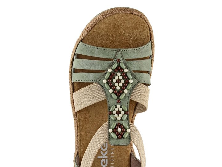 Rieker sandále na platforme zelené V0920-52