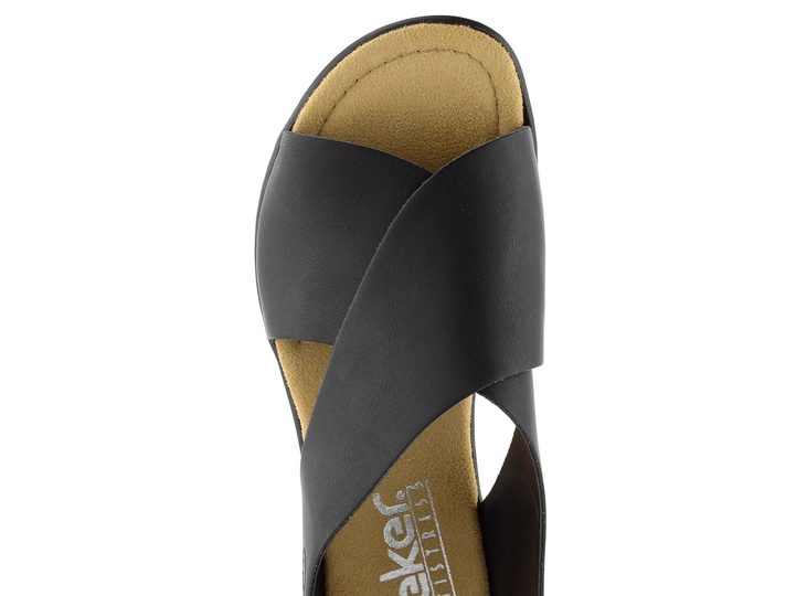 Rieker křížené sandály na klínu černé 68189-00