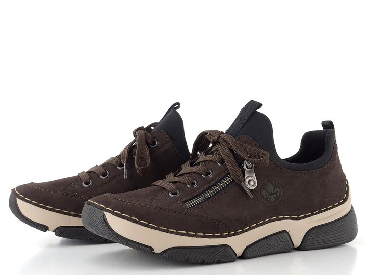 Rieker šněrovací polobotky s pružným lemem nougat/schwarz 45973-25