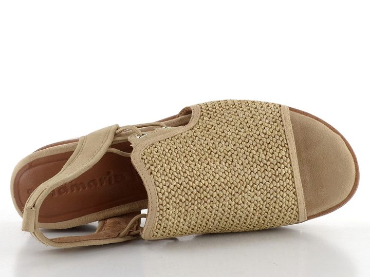 Tamaris sandále s gumičkami a klinom Tan 1-28240-44