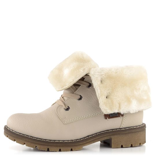 Rieker vyhrňovacia členková obuv s kožušinkou béžová Y9122-60