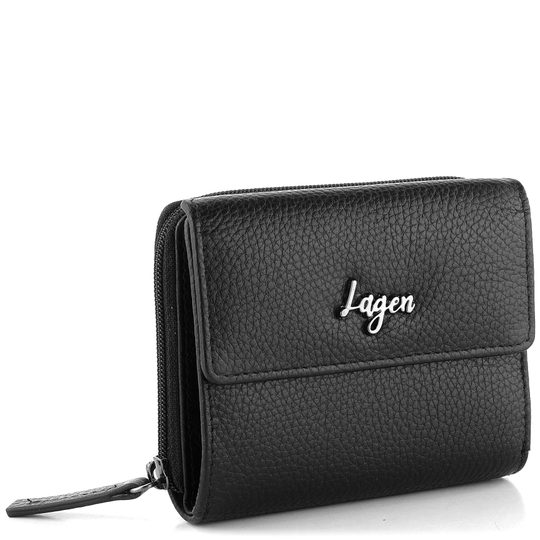 Dámská kožená peněženka se zipovou kapsou black LG003