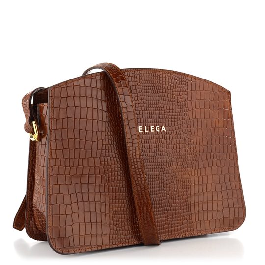 Elega crossbody kabelka kroko hnědá 69604