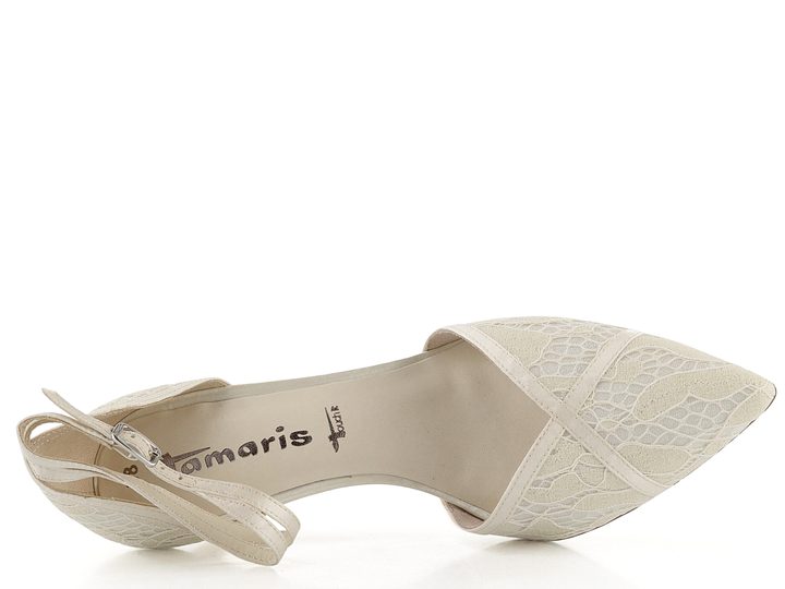 Tamaris lodičky s členkovým pásikom Ivory Macramee 1-24414-20
