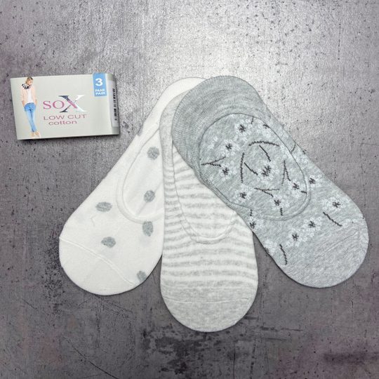Nízké ponožky 3 páry v balení šedá mix