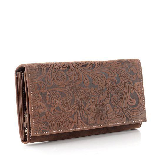 JADI  dámská podlouhlá peněženka s reliéfem hnědá D175-33