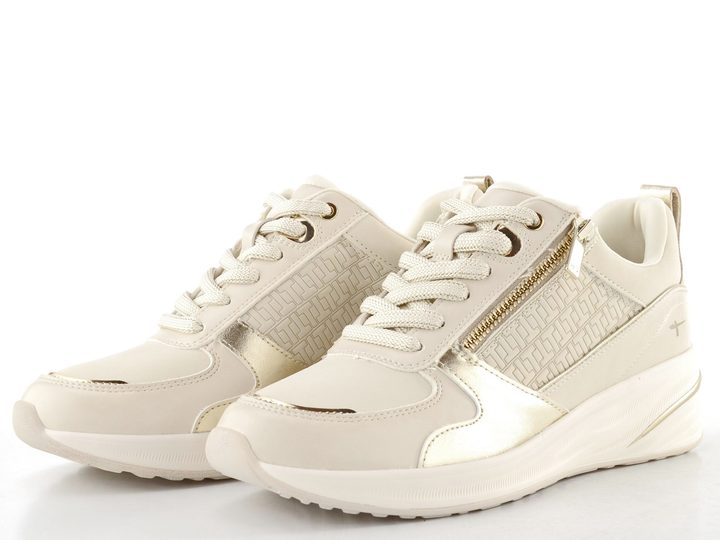 Tamaris tenisky se zipem ivory/gold 1-23754-45