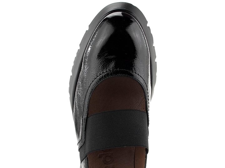 Wonders lakované slip-on polobotky na klínku Negro C-7311