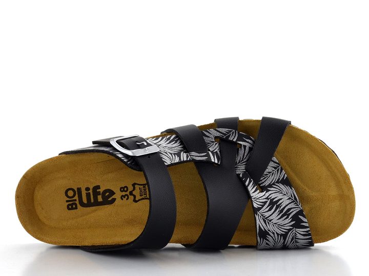 BIO Life fuzbetové pantofle černá/stříbrný potisk 0004.Valeria/683