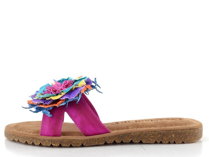 Lazamani pantofle se střapatou květinou Zinnia fuxia LA33765
