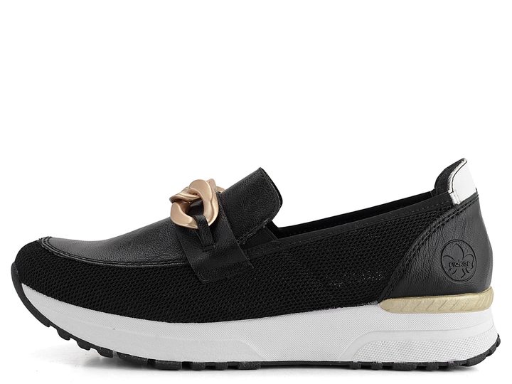 Rieker černé sportovní mokasíny s řetízkem N7458-00