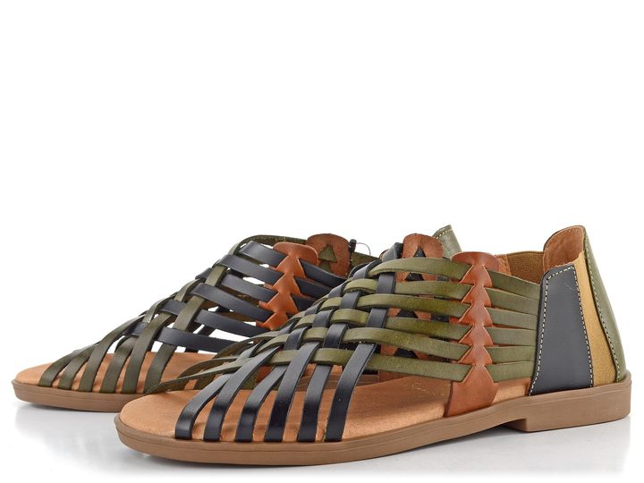 Marila páskové proplétané sandály Amelia Combi Negro 2