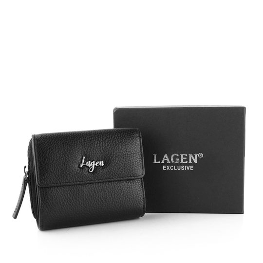 Dámská kožená peněženka se zipovou kapsou black LG003