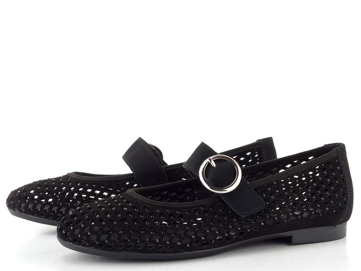 Remonte prořezávané baleríny s nártovým páskem černé D0K18-02