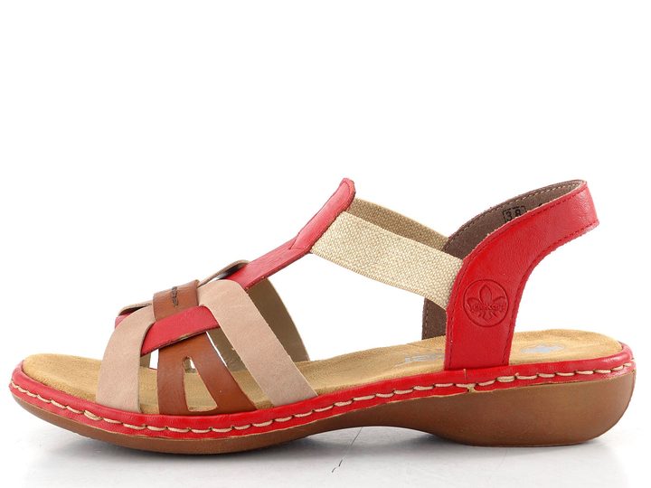 Rieker sandály s proplétanými pásky béžovo-červené 65918-33