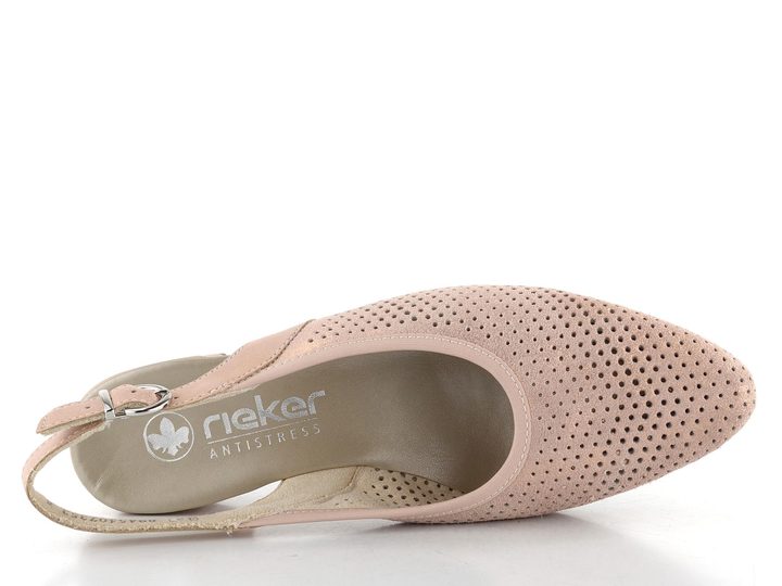 Rieker prořezávané lodičky s volnou patou růžové 47066-31