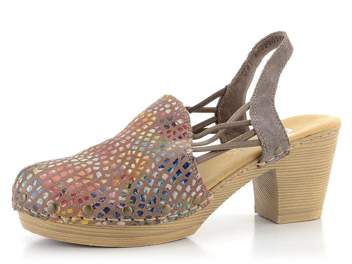 Rieker hnědé sandály s barevnou mozaikou 66777-90
