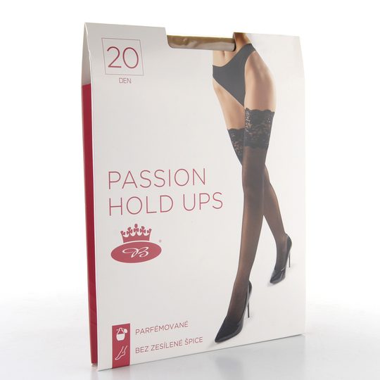 Jemné parfémované samodržící punčochy s krajkou beige 20 DEN