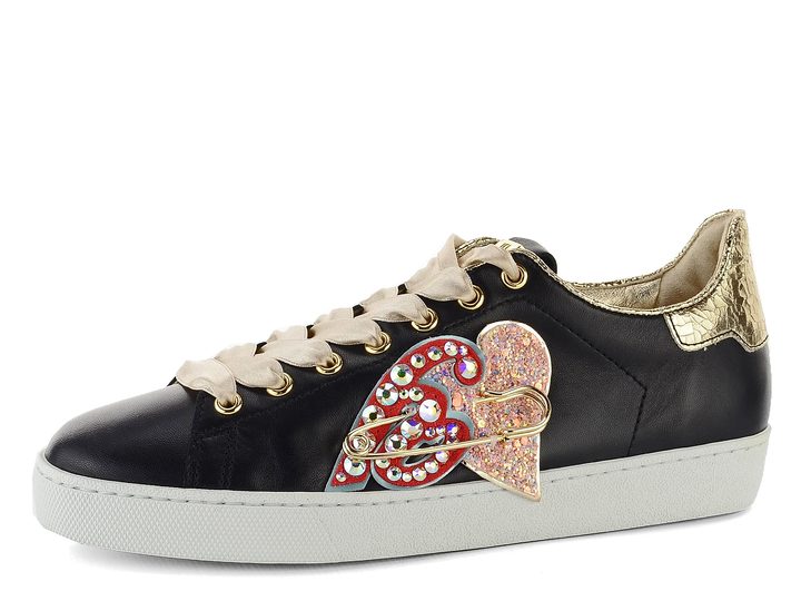 Högl poltopánky Sneakers čierne  s ozdobou Swarovski 5-100320