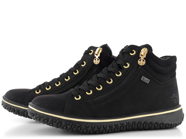 Rieker černý šněrovací kotník se zipem Z4263-00