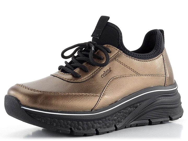 Rieker metalické poltopánky s pružným lemom bronze/schwarz 48050-90