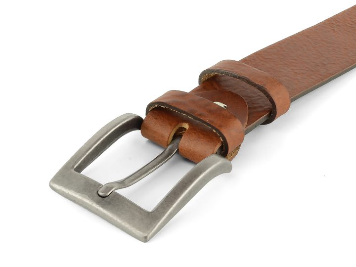 Luxusní hnědý kožený opasek 38 mm