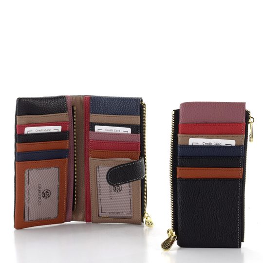 Dámská peněženka s odepínatelným pouzdrem černá/barevná LCY-1949