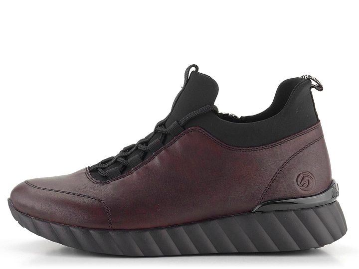 Remonte šnurovacia nízka členková obuv vínová Cerise/Schwarz D5977-35
