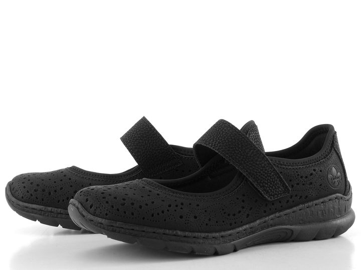 Rieker sportovnější baleríny s páskem černé N4299-00