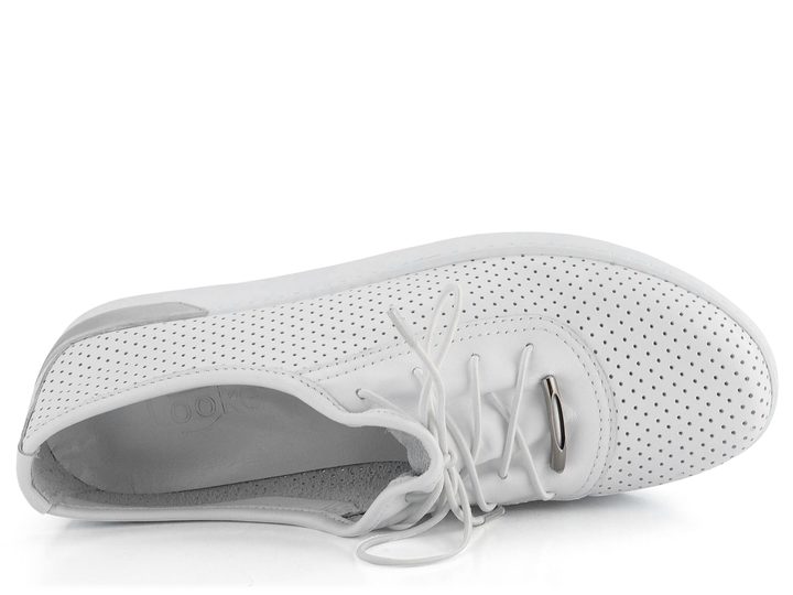 Looke kožené perforované polobotky Leonore White L1051_03