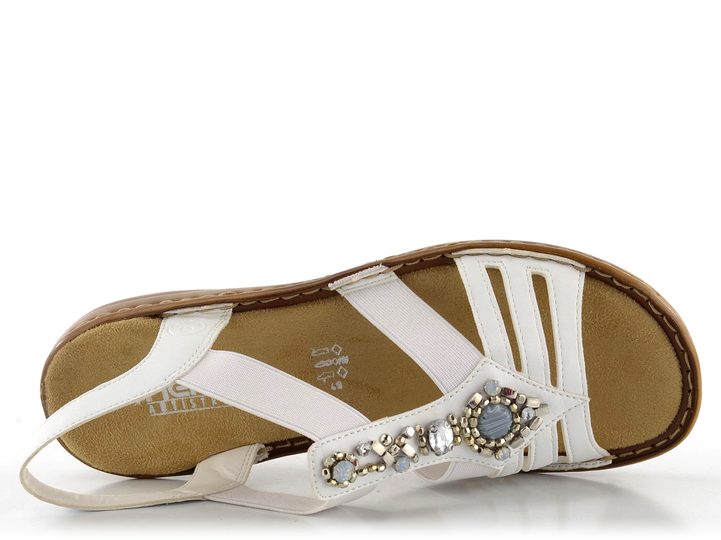 Rieker sandále biele s bižutériou 60839-80