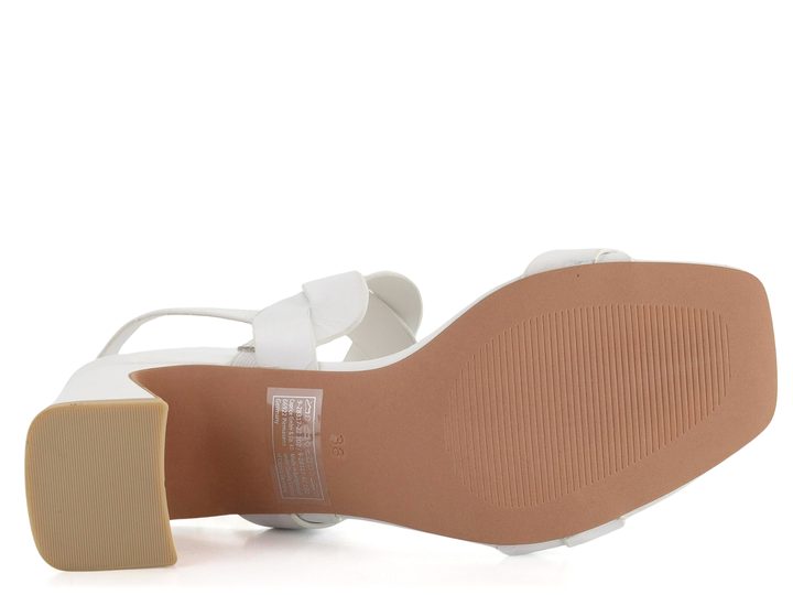 Caprice kožené sandály na podpatku White Nappa  9-28317-42