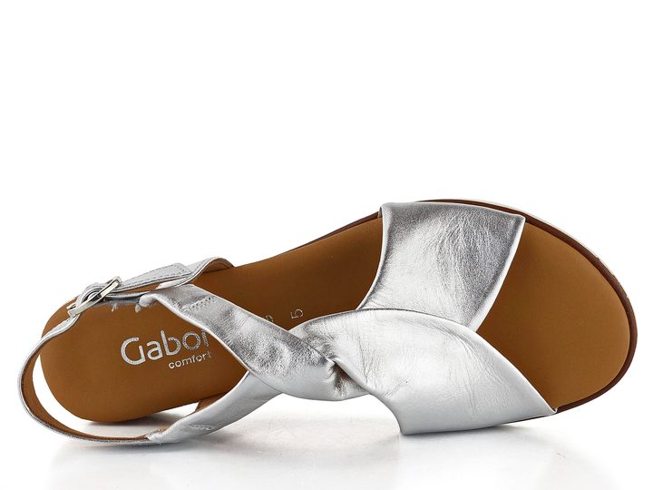 Gabor metalické sandály na klínu Silber 62.751.10