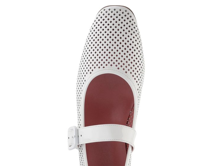 Högl lakované baleríny so vzorom a priehlavkovým pásikom biele 9-110964