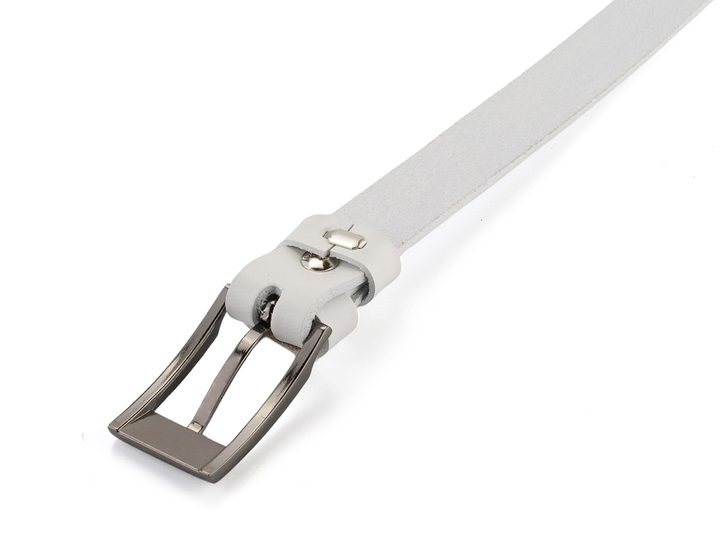 Dámský kožený opasek bílý s leštěnou sponou 183-00