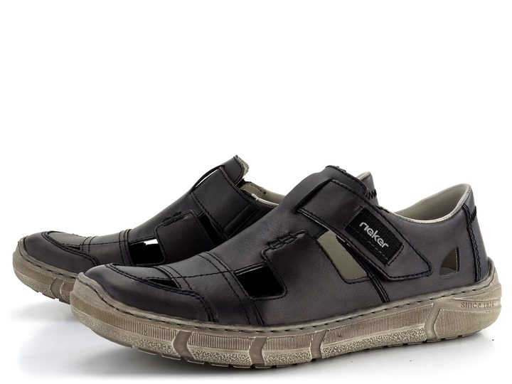 Rieker vzdušné polobotky s páskem na suchý zip temně šedé 04050-40