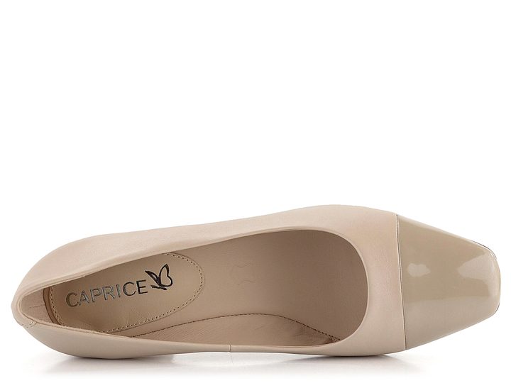 Caprice béžové lodičky na širokém podpatku 9-22305-42