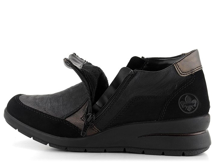 Rieker členková obuv so zipsom čierna kombinovaná L4851-00