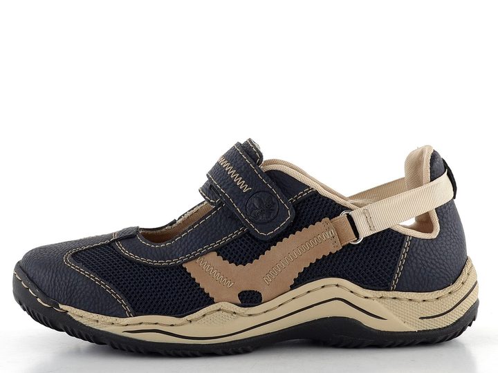 Rieker otvorené poltopánky na suchý zips modré L0575-14