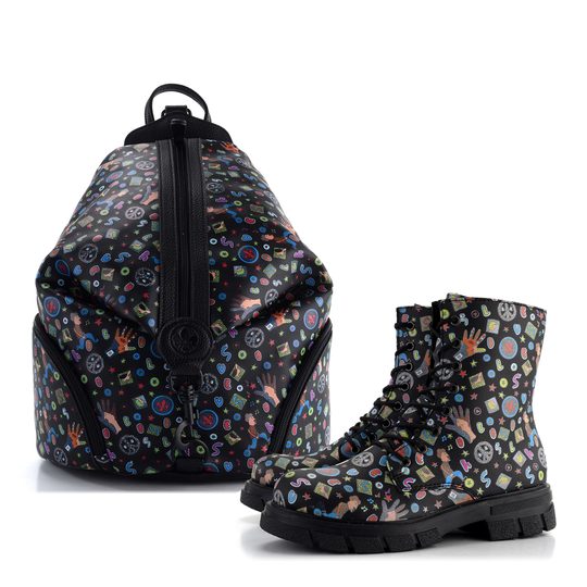 Rieker černý batoh s potiskem H1055-02