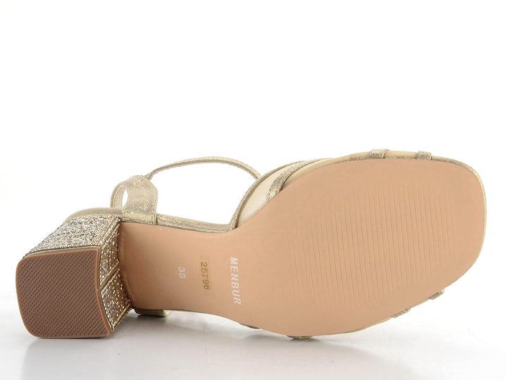 Menbur společenské sandály se zdobeným podpatkem Oro/Gold 25796