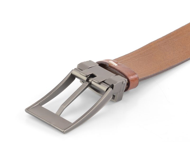 Kožený opasek cognac s matovanou sponou 32 mm