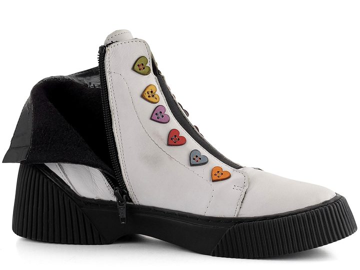 Karyoka dámský kotník s barevnými knoflíky White 3143-500