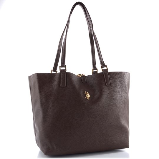 U.S. POLO ASSN. střední oboustranná shopper kabelka s etují hnědá BIURR9377WVPHB7