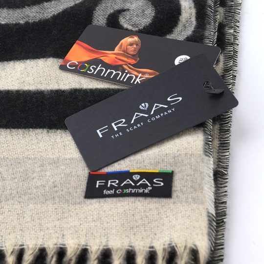 Fraas kašminkový šál se zvířecím vzorem černo-šedý 620011-900